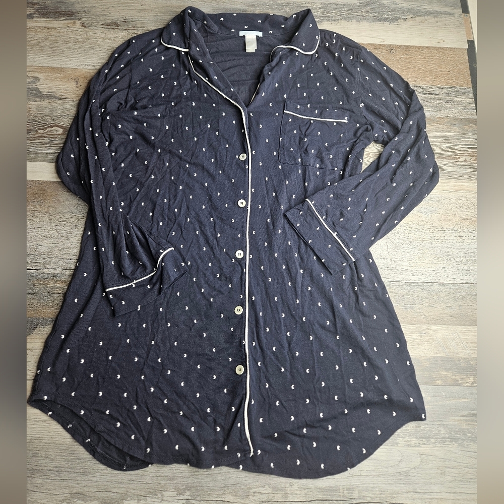 Eberjay Gisele Tencel Modal Sleepshirt Small Navy Blue With White